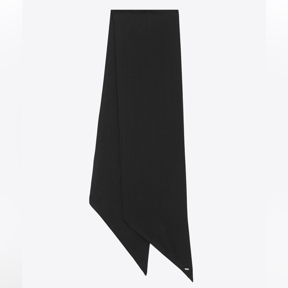 New SAINT LAURENT Dotted Black Scarf in Silk Jacquard🖤 - Picture 9 of 13